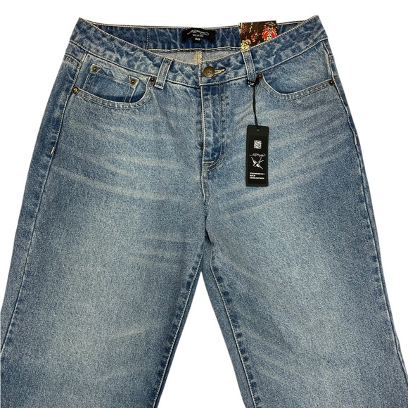 NEW Ed Hardy Tattoo Koi Baggy Jeans Y2K Paint Splatter Multicolor Womens Size 30 - Picture 4 of 16